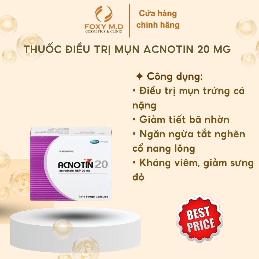 Thuốc Điều Trị Mụn Acnotin 20MG Isotretinoin Điều Trị Mụn Nặng