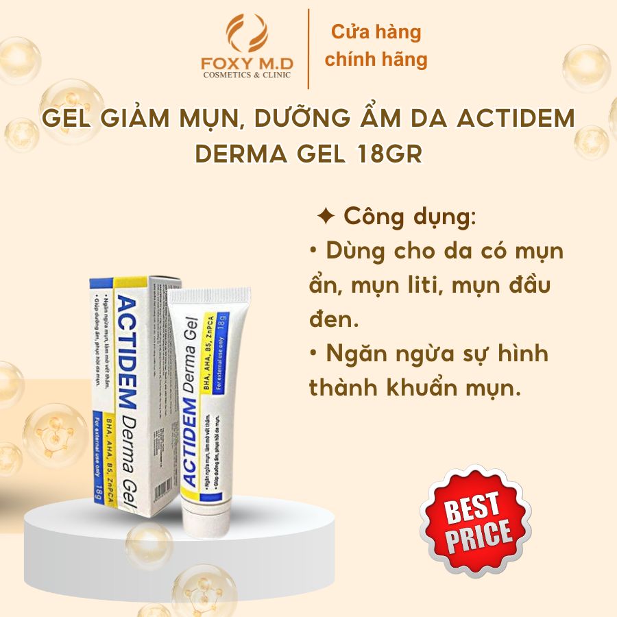 Gel giảm mụn, dưỡng ẩm da ACTIDEM Derma Gel 18gr