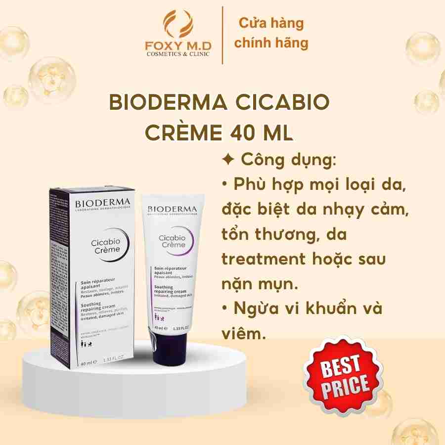 Kem phục hồi da tổn thương và ngăn ngừa sẹo Bioderma Cicabio Crème+ 40ml