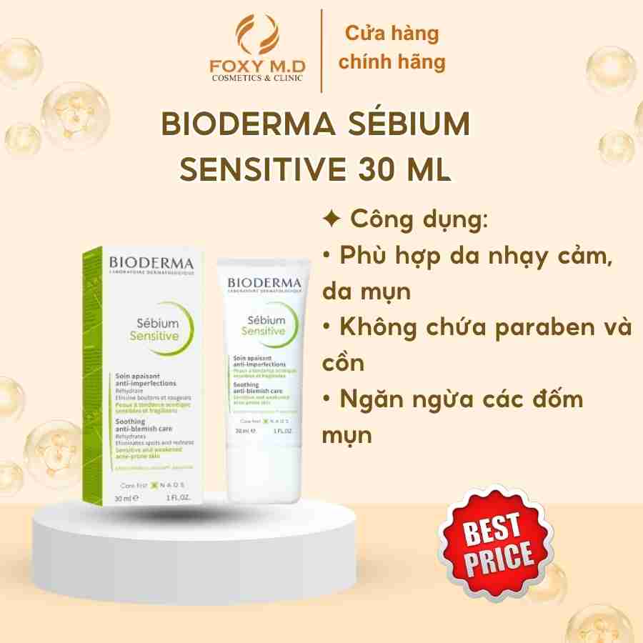 Kem dưỡng giảm mụn viêm nhạy cảm Bioderma Sebium Sensitive 30 ml