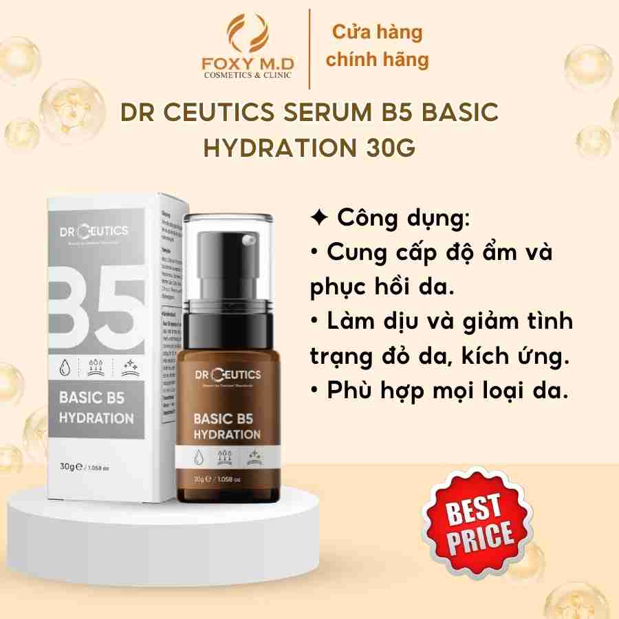 DRCEUTICS Tinh Chất B5 Basic Hydration 5% DrCeutics Cho Da Dầu Mụn (30ml)