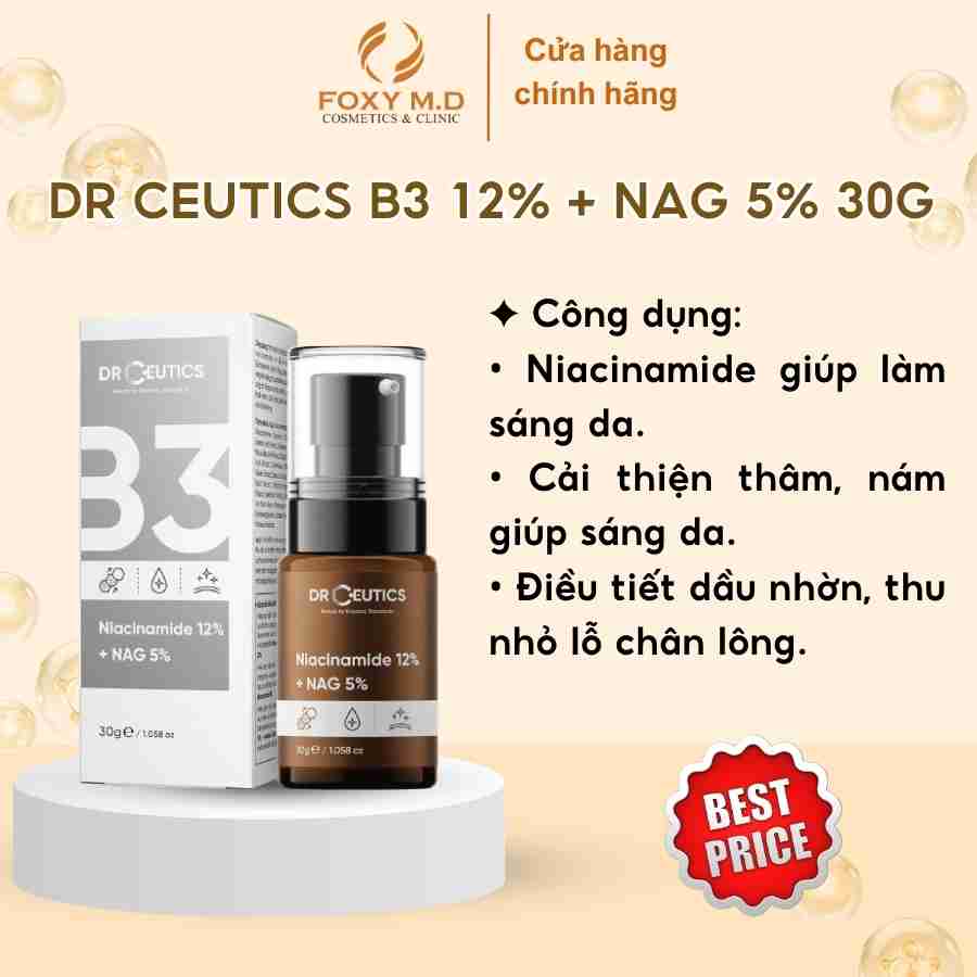 DRCEUTICS Serum Niacinamide 12% DrCeutics Giảm Thâm Sáng Da Kiềm Dầu 30ml