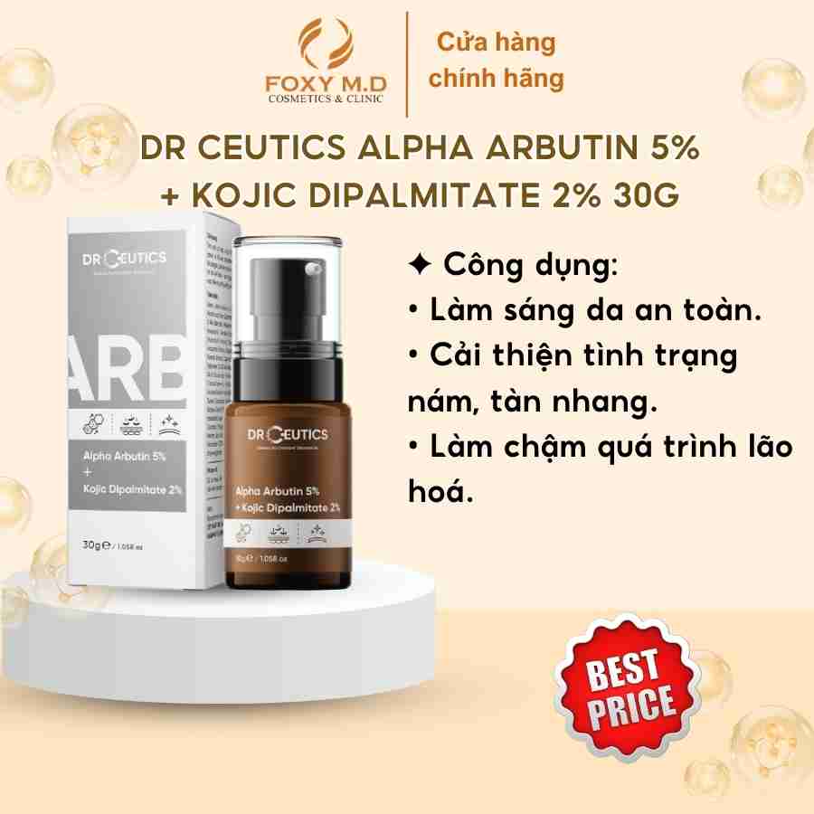 DrCeutics Tinh Chất Làm Sáng Da Mờ Nám Alpha Arbutin  Và Kojic Dipalmitate (30gram)