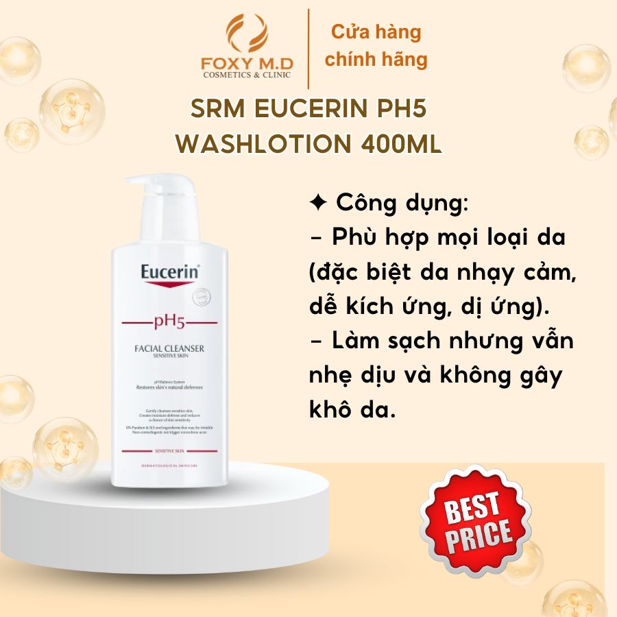 Sữa Rửa Mặt Eucerin PH5 Dịu Nhẹ Cho Da Nhạy Cảm 400ml