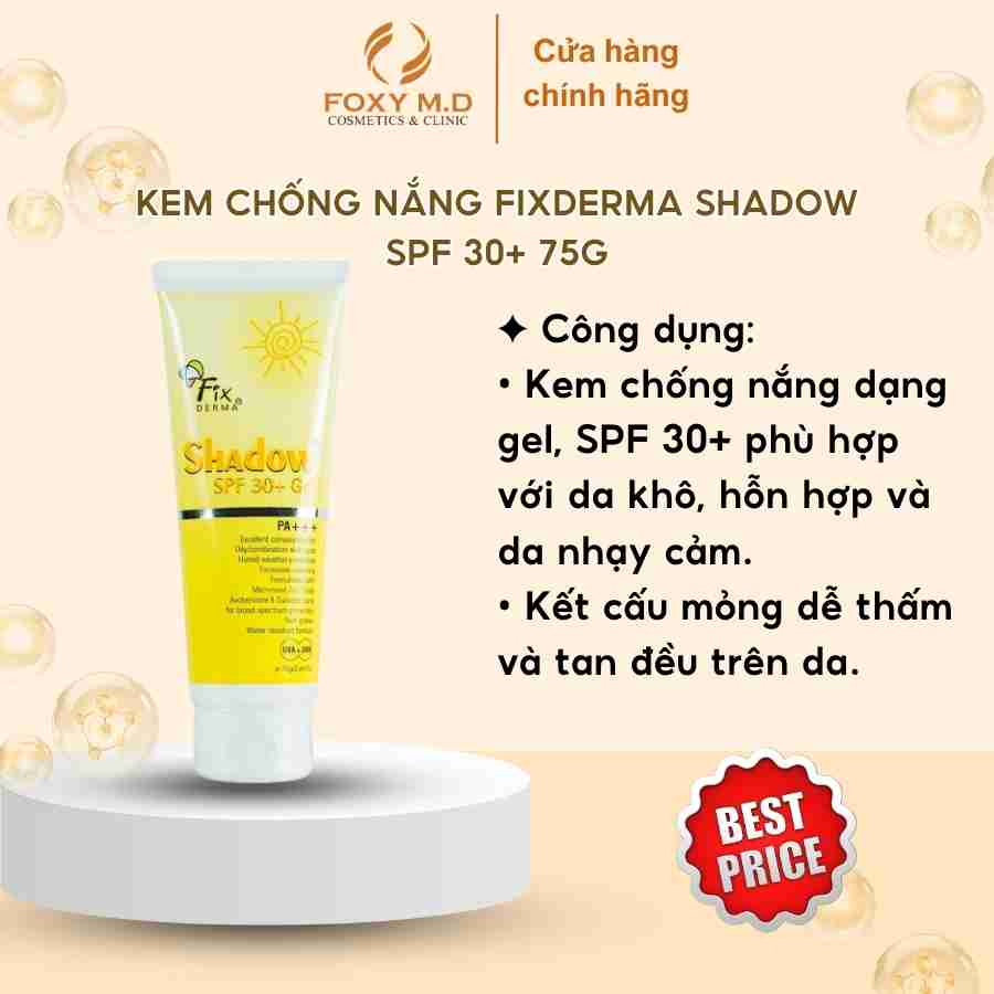 Kem chống nắng FIXDERMA Shadow SPF 30+ 75g