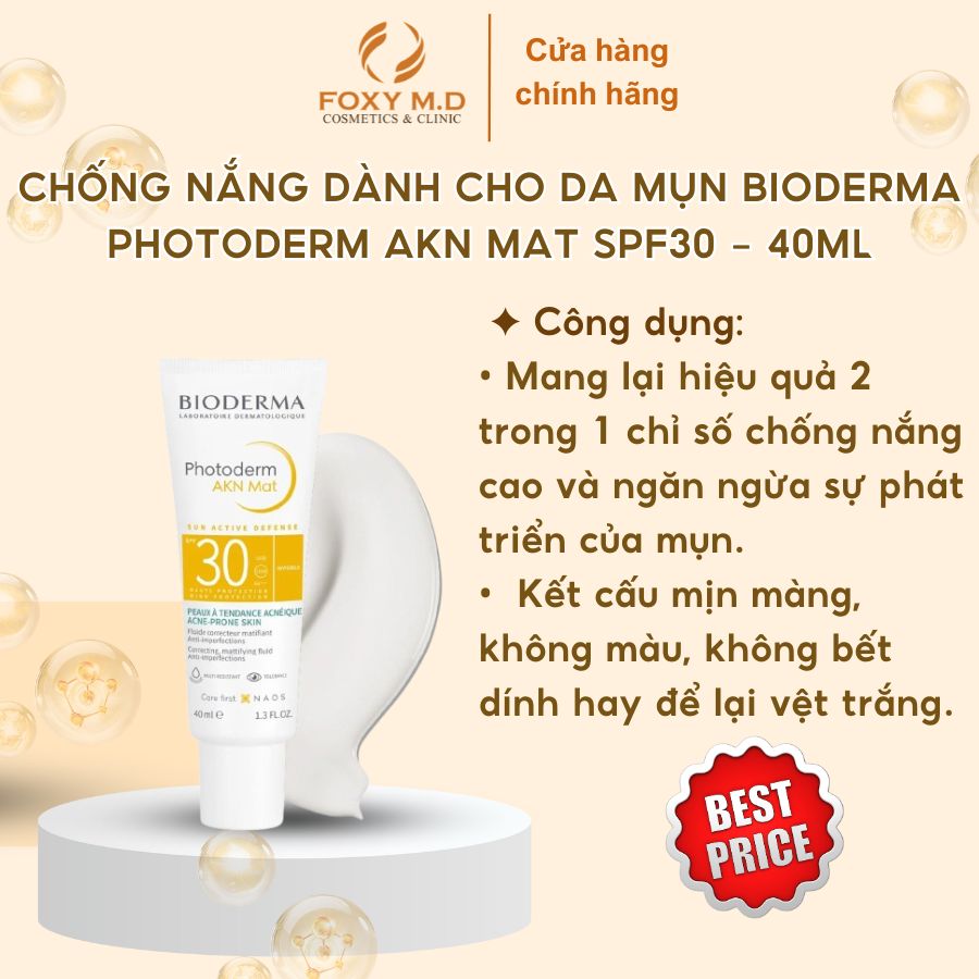 Kem chống nắng dành cho da mụn Bioderma Photoderm Akn Mat Spf30 - 40ml