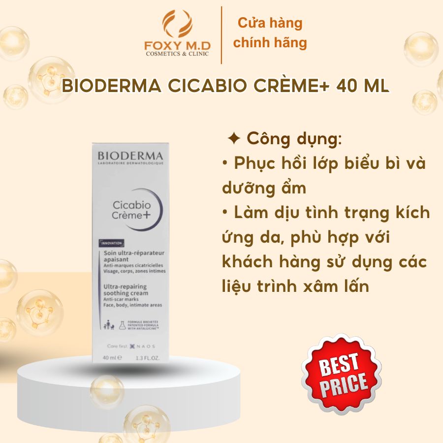 Kem phục hồi da tổn thương và ngăn ngừa sẹo Bioderma Cicabio Crème+ 40ml