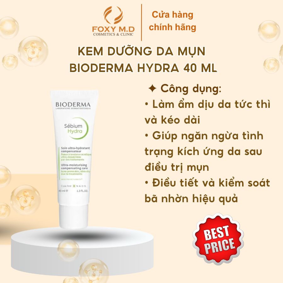 Kem dưỡng da mụn Bioderma Hydra 40 ML