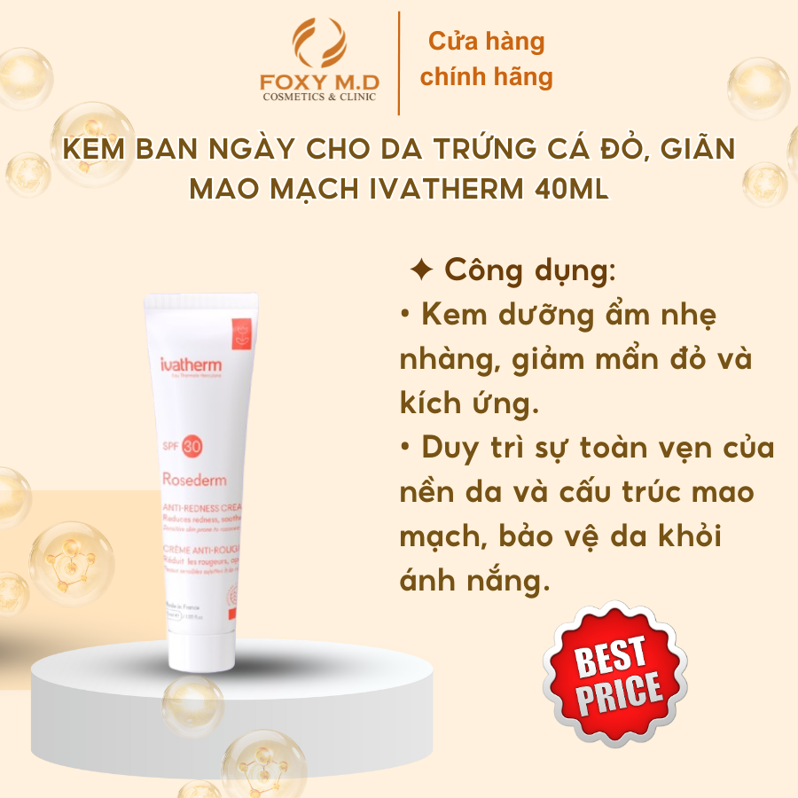 Kem dưỡng ẩm Rosederm Cream SPF30 Ivatherm 40ml