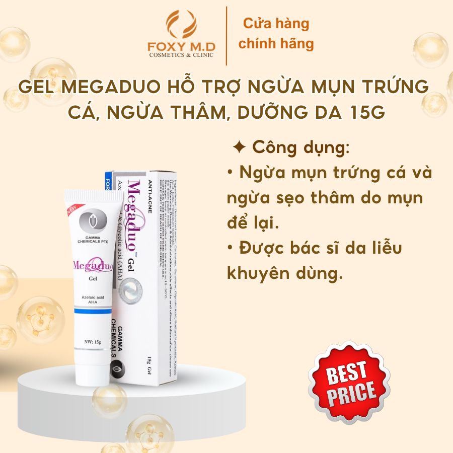 Gel Megaduo hỗ trợ ngừa mụn trứng cá, ngừa thâm, dưỡng da 15g