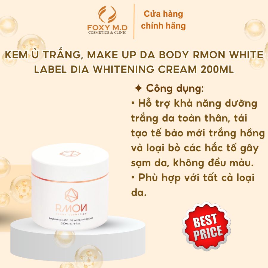 Kem Ủ Trắng, Make Up Da Body RMON White Label Dia Whitening Cream 200ml