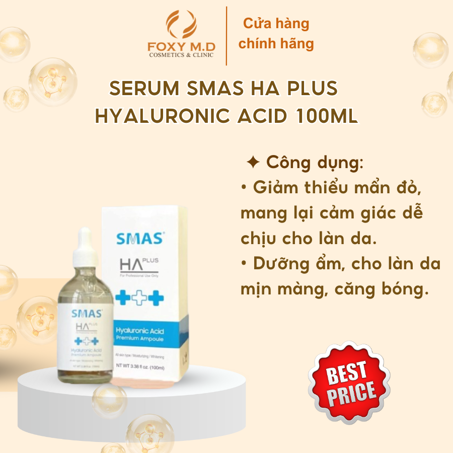 Serum Smas HA Plus Hỗ Trợ Dưỡng Ẩm Sáng Da ( 100ml )