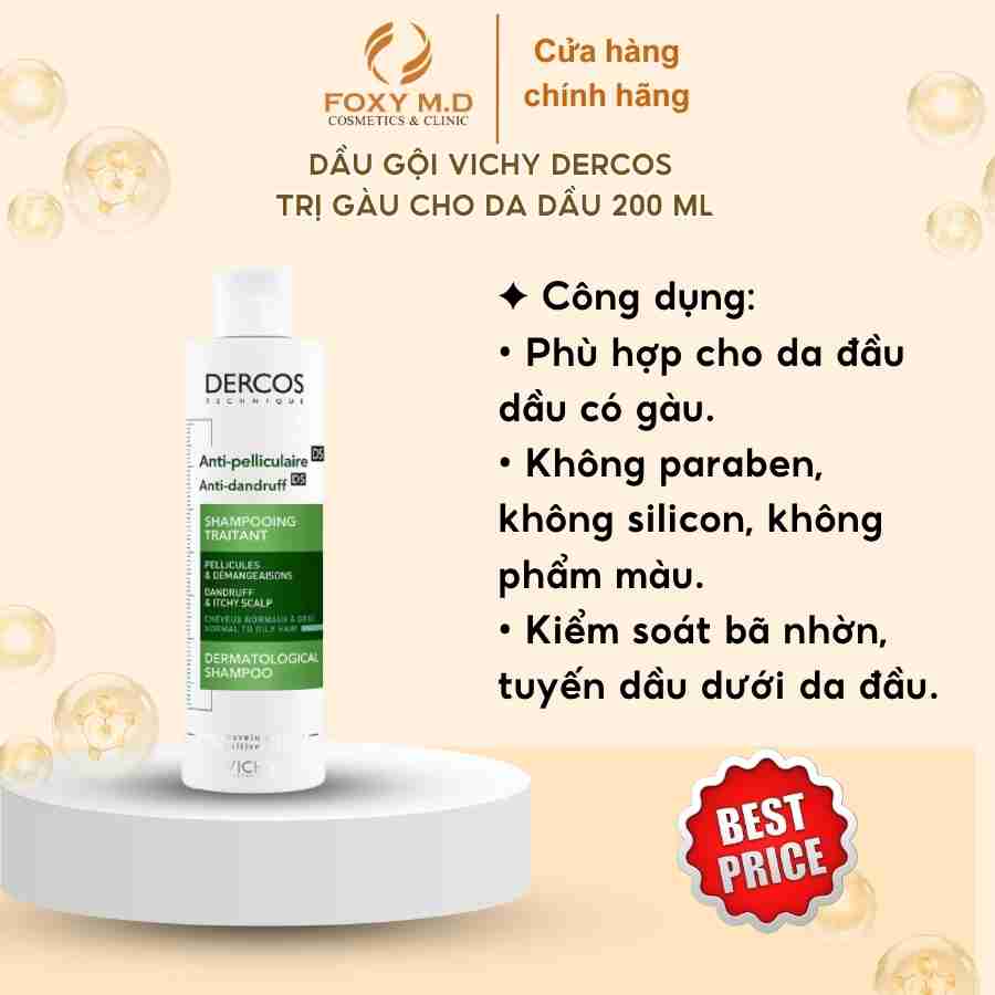 Dầu gội giảm gàu Vichy Dercos 200 Ml