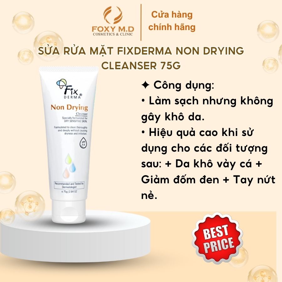 Sữa Rửa Mặt Cho Da Dầu Mụn Nhạy Cảm FIXDERMA Non Drying Cleanser 75g 