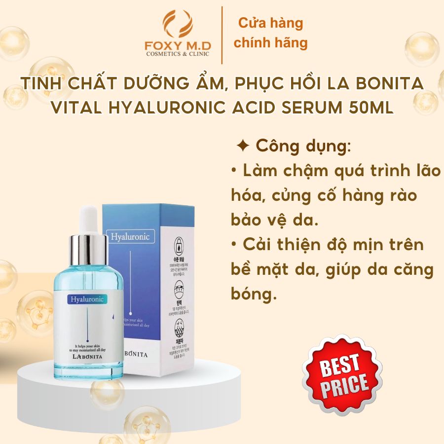 Serum HA dưỡng ẩm căng bóng, tăng độ đàn hồi - LA BONITA Vital Hyaluronic Acid Serum 50ml