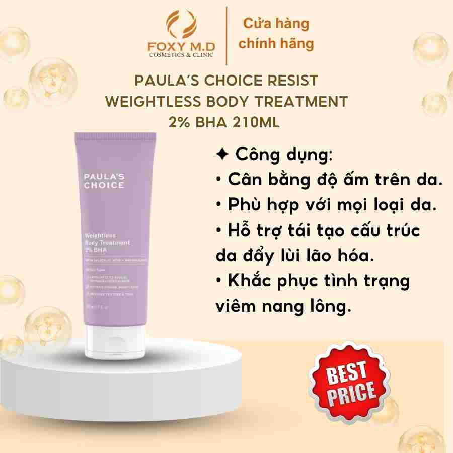 Kem dưỡng thể 2% BHA Paula's Choice Giúp ngừa viêm lỗ chân lông 210ml