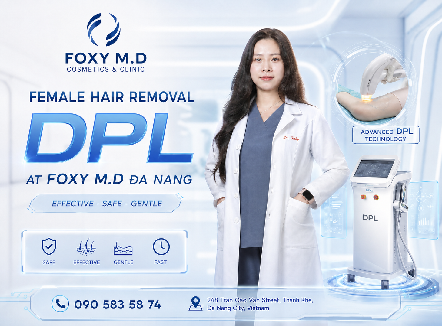 DPL Hair Removal for Women in Da Nang — Permanent Hair Removal with Dynamic Pulsed Light at Foxy M.D Clinic