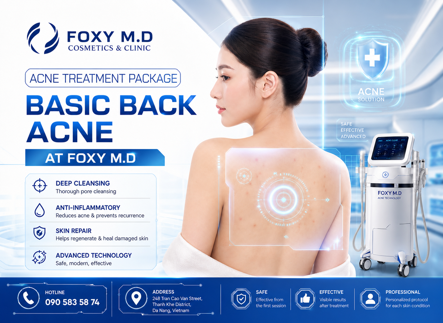 Basic Back Acne Package in Da Nang — Regular Mild Back Acne Control at Foxy M.D Clinic