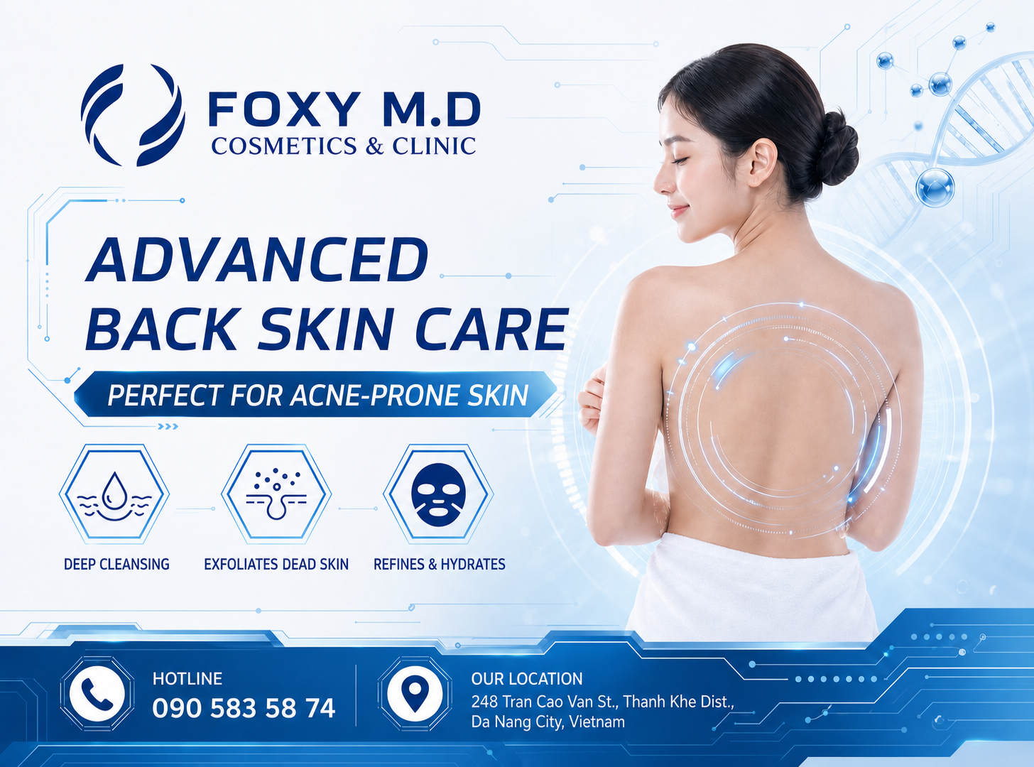 Basic Back Facial in Da Nang — Deep Cleansing & Regular Back Skincare at Foxy M.D Clinic