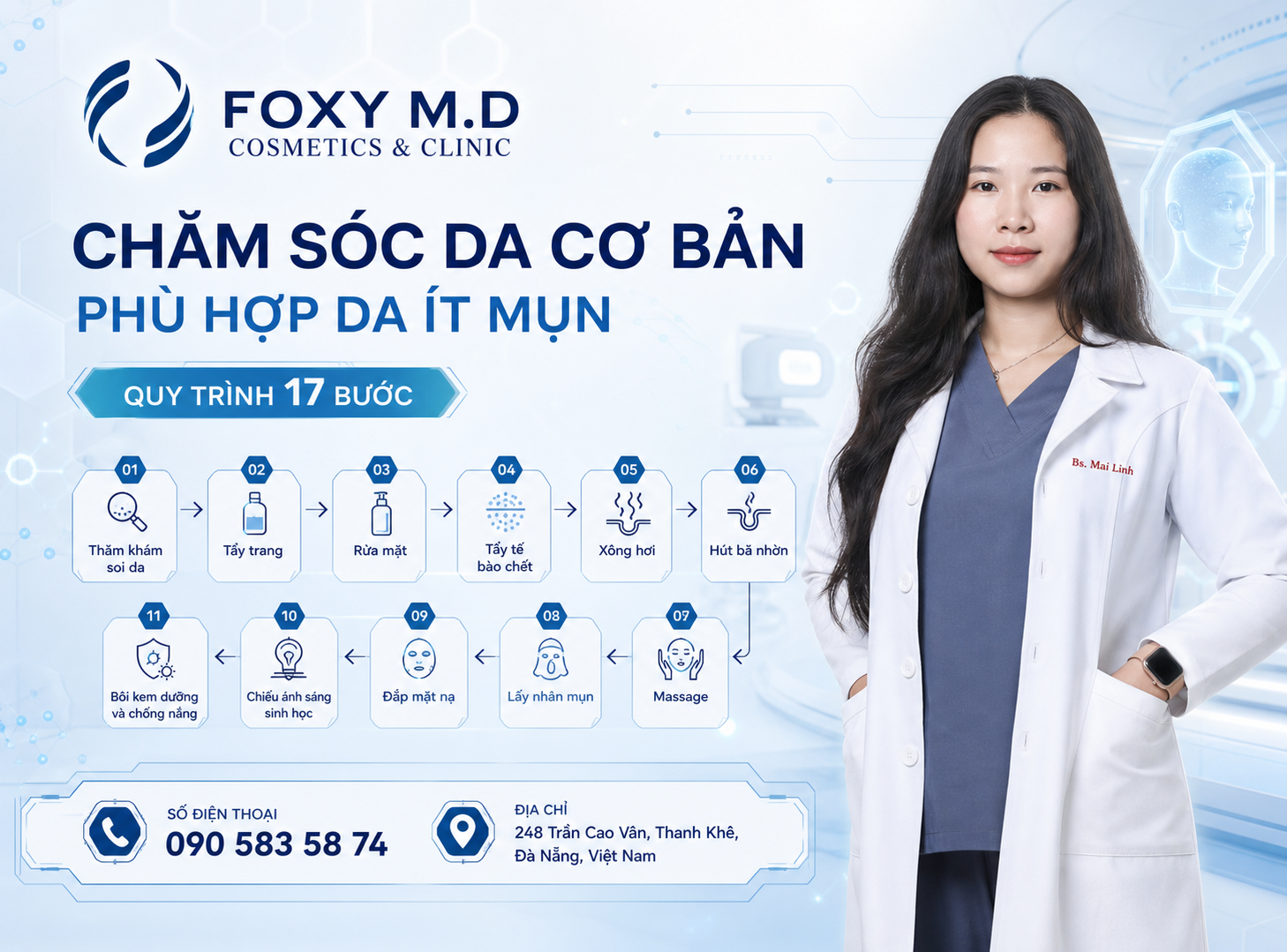 Facial Cơ Bản Đà Nẵng — Làm Sạch Sâu & Dưỡng Da Nền Chuyên Nghiệp Tại Foxy M.D Clinic