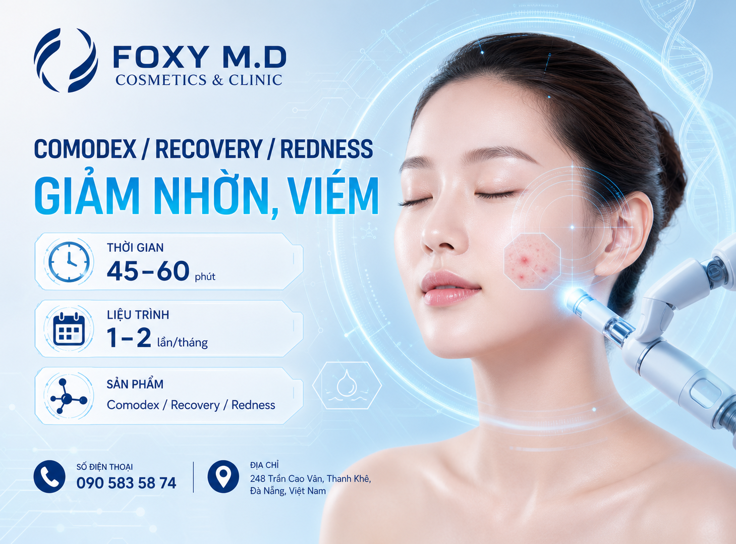 Facial Kiểm Soát Dầu Đà Nẵng — Cân Bằng Bã Nhờn & Thu Nhỏ Lỗ Chân Lông Tại Foxy M.D Clinic