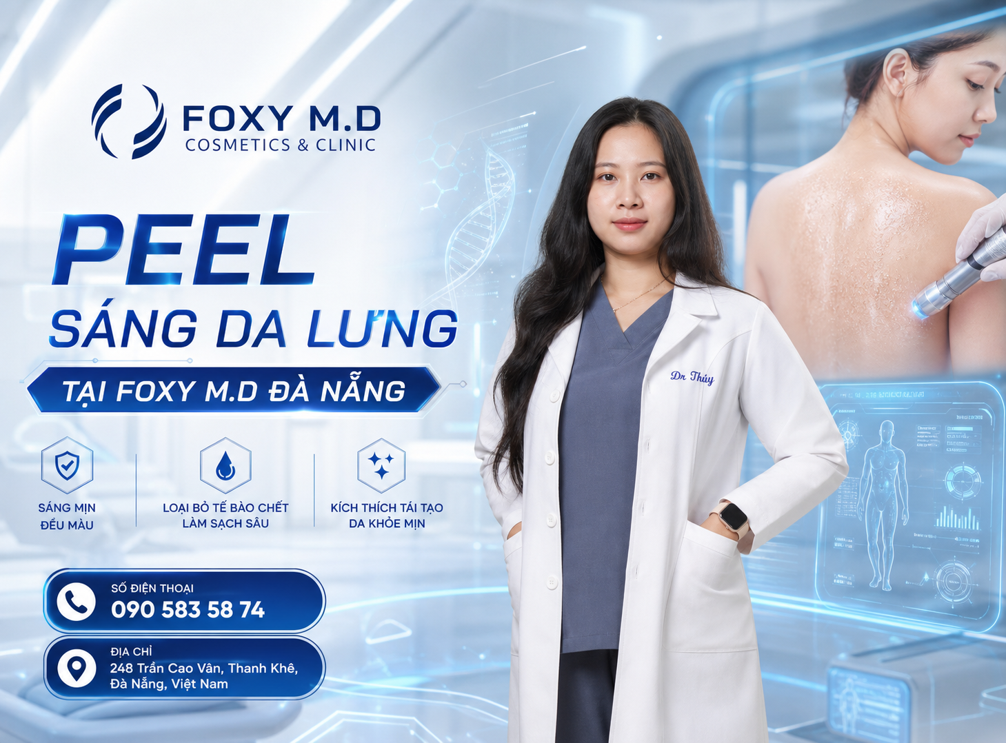 Facial Lưng Trắng Da Đà Nẵng — Làm Sáng & Đều Tông Da Lưng Chuyên Sâu Tại Foxy M.D Clinic