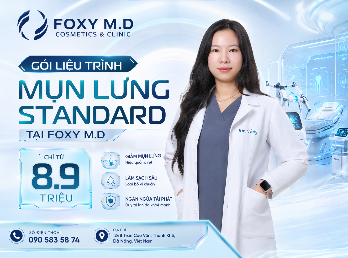 Gói Mụn Lưng Standard Đà Nẵng — Điều Trị Mụn Lưng Vừa Toàn Diện Tại Foxy M.D Clinic