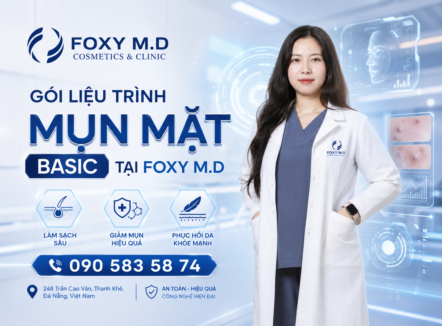 Gói Mụn Mặt Basic Đà Nẵng — Kiểm Soát Mụn Nhẹ & Làm Sạch Da Định Kỳ Tại Foxy M.D Clinic