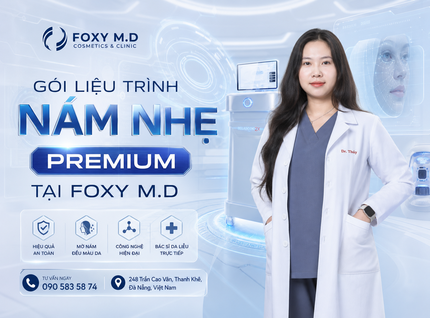 Gói Nám Nhẹ Premium Đà Nẵng — Điều Trị Nám Nhẹ Kết Hợp Pico Laser & Meso Tại Foxy M.D Clinic