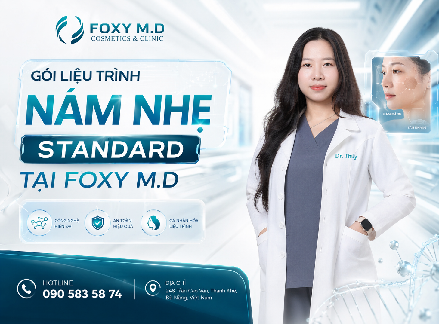 Gói Nám Nhẹ Standard Đà Nẵng — Kiểm Soát Nám Bề Mặt & Làm Đều Tông Da Tại Foxy M.D Clinic
