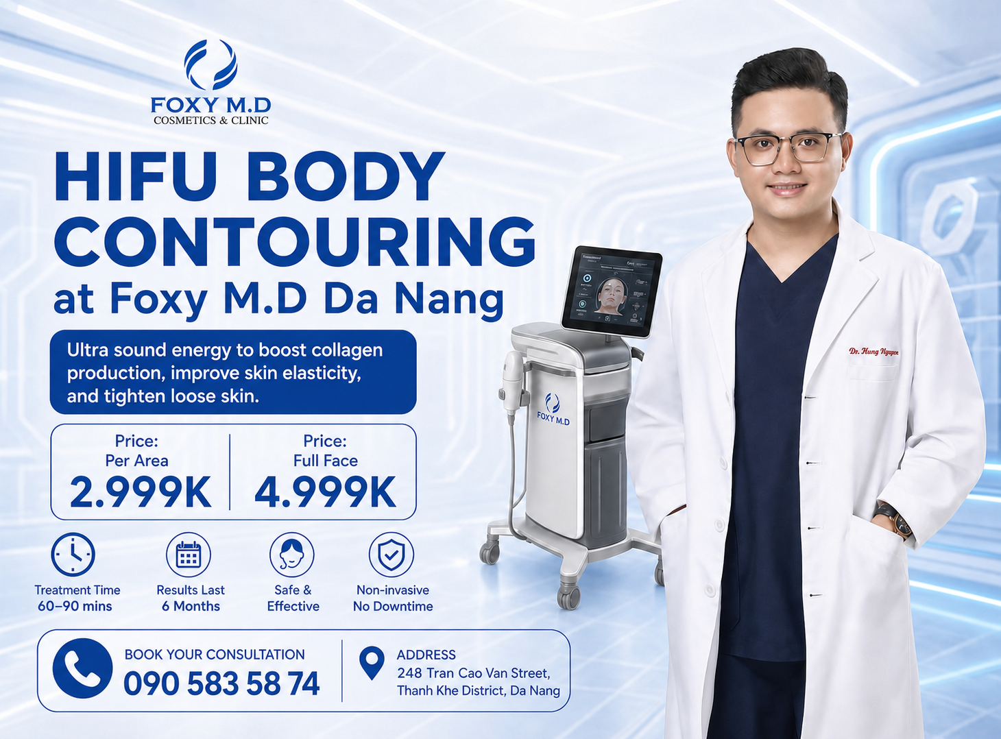 HIFU Face Lifting in Da Nang — Non-Invasive SMAS Lifting with High-Intensity Focused Ultrasound at Foxy M.D Clinic