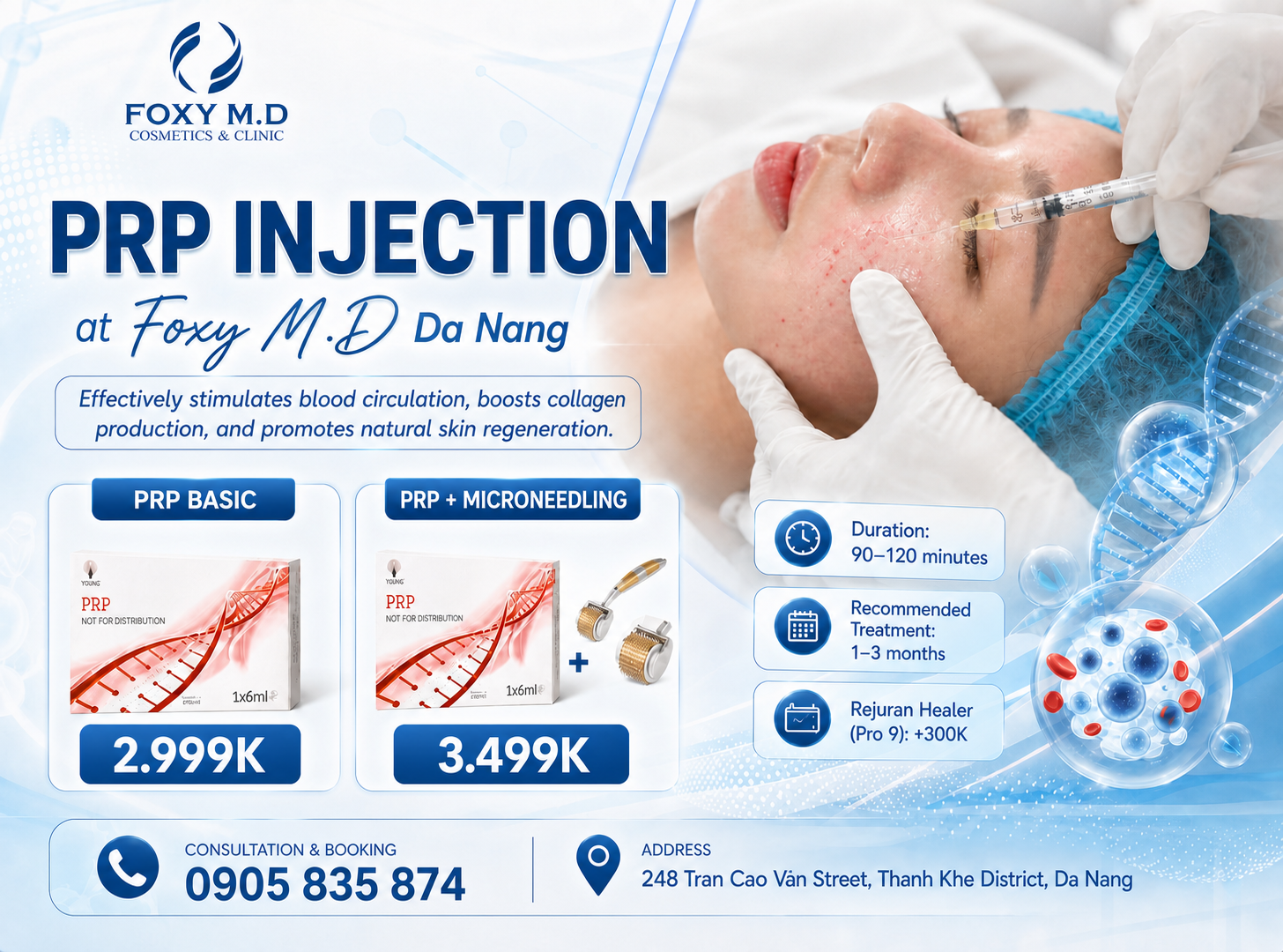 PRP Injection in Da Nang — Platelet-Rich Plasma for Skin Rejuvenation & Hair Loss at Foxy M.D Clinic