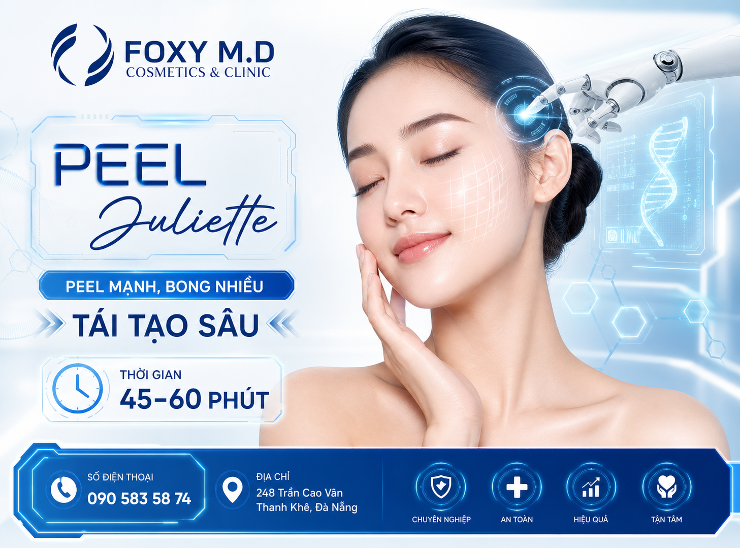 Peel Da (Chemical Peel) Tại Đà Nẵng — Thay Da Sinh Học, Làm Sáng & Kiểm Soát Mụn Tại Foxy M.D Clinic