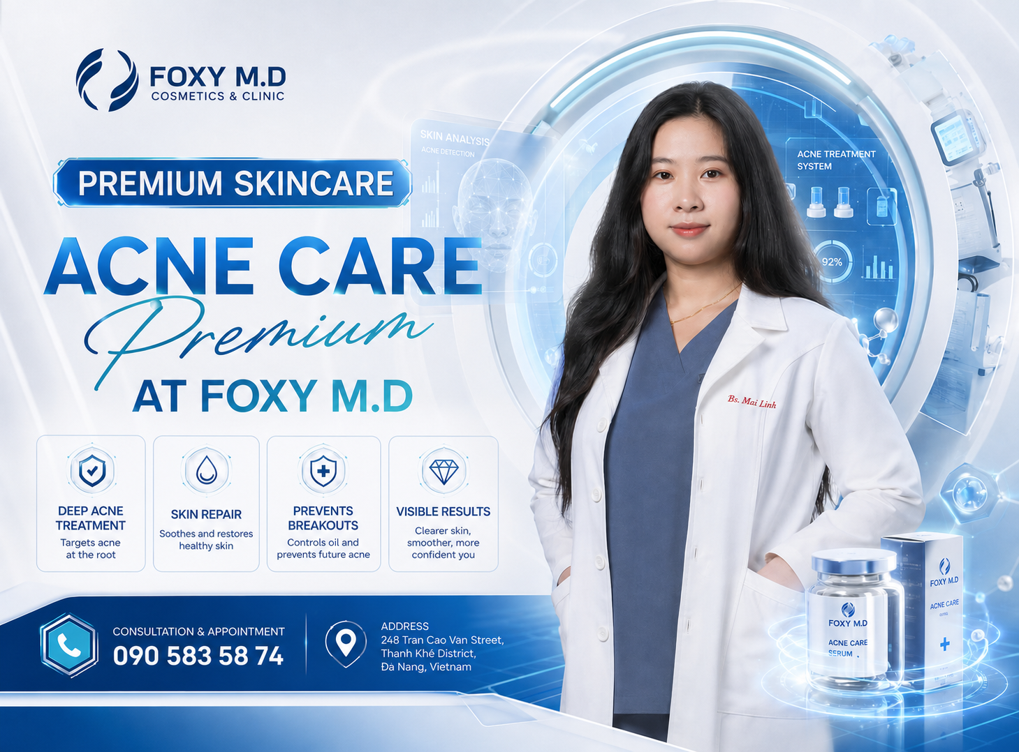 Premium Facial Acne Package in Da Nang — Severe Acne Treatment with Laser at Foxy M.D Clinic