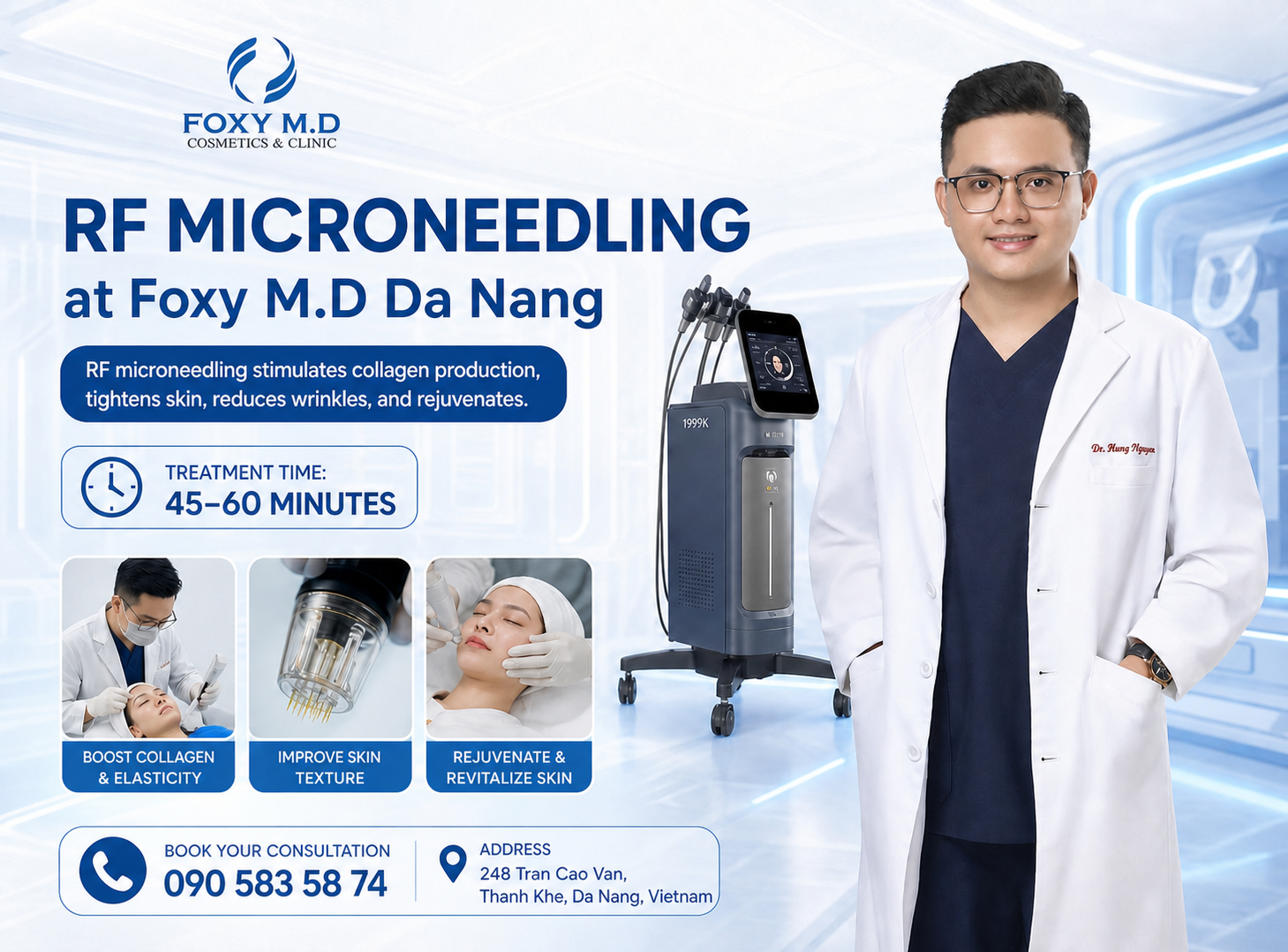 RF Microneedling in Da Nang — Fractional Radiofrequency for Acne Scars, Enlarged Pores & Skin Tightening at Foxy M.D Clinic