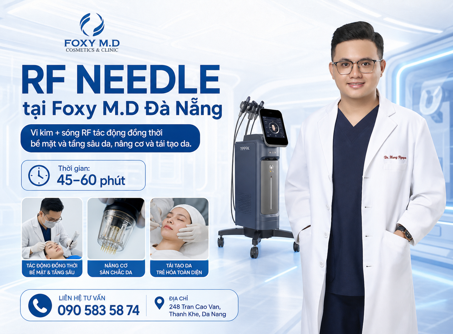 RF Needle Vi Kim Phân Đoạn Đà Nẵng — Trị Sẹo Rỗ, Thu Nhỏ Lỗ Chân Lông & Căng Da Tại Foxy M.D Clinic