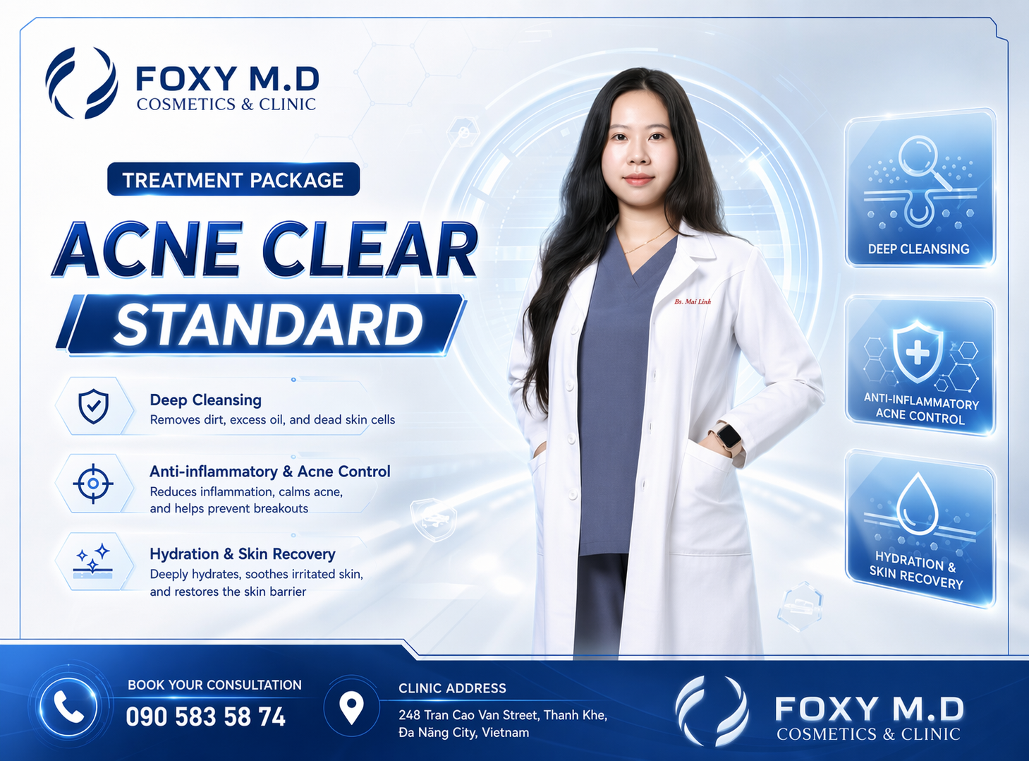 Standard Back Acne Package in Da Nang — Comprehensive Moderate Back Acne Treatment at Foxy M.D Clinic