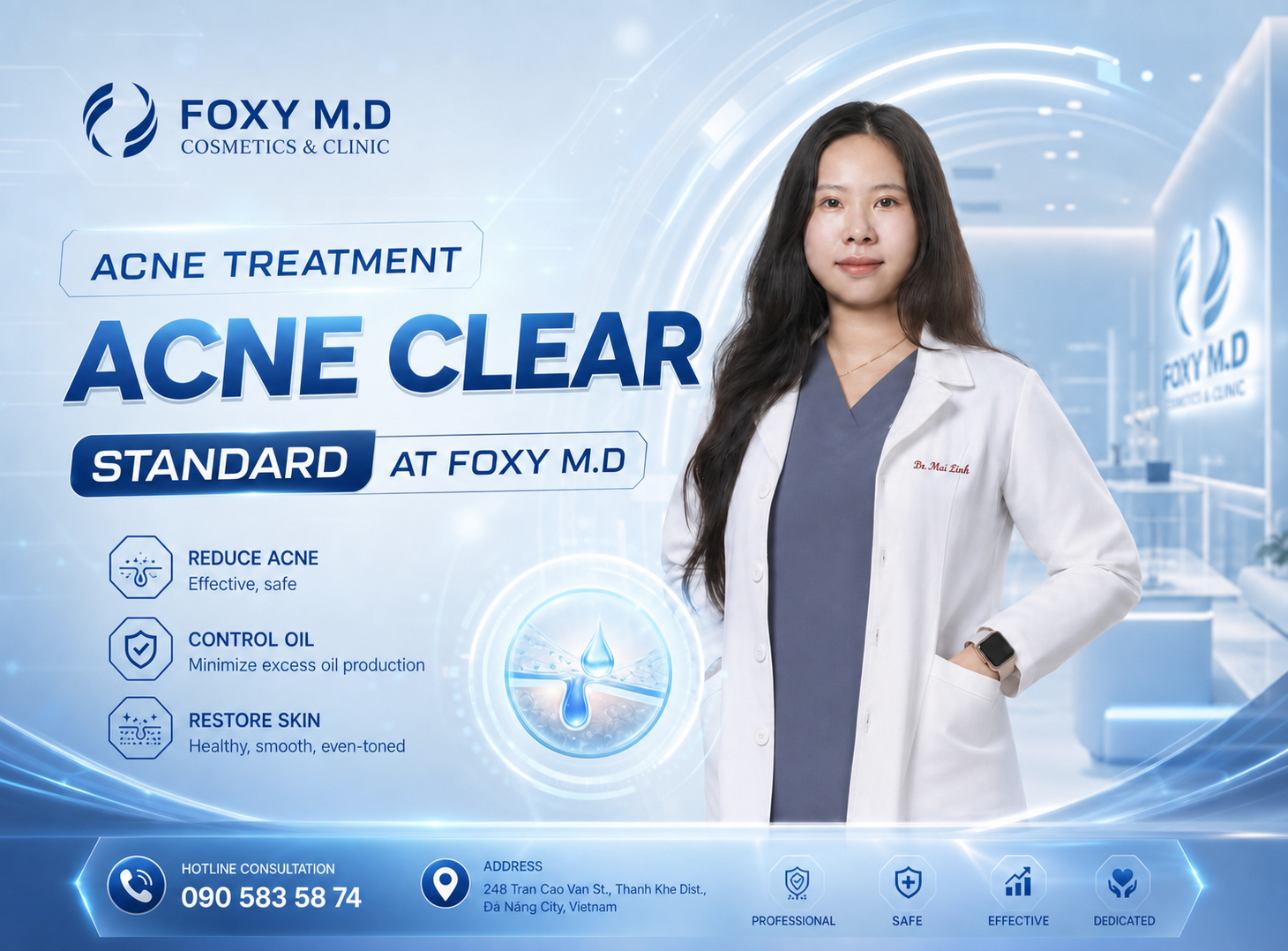 Standard Facial Acne Package in Da Nang — Comprehensive Moderate Acne Treatment with Devices & Prescriptions at Foxy M.D Clinic