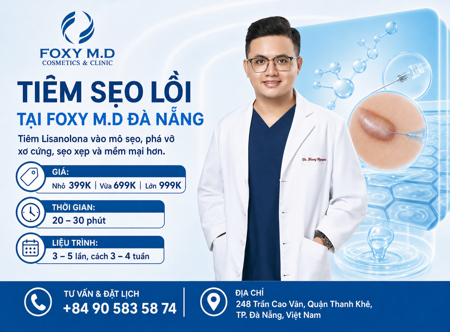 Tiêm Sẹo Lồi Đà Nẵng — Điều Trị Keloid & Sẹo Phì Đại Không Phẫu Thuật Tại Foxy M.D Clinic