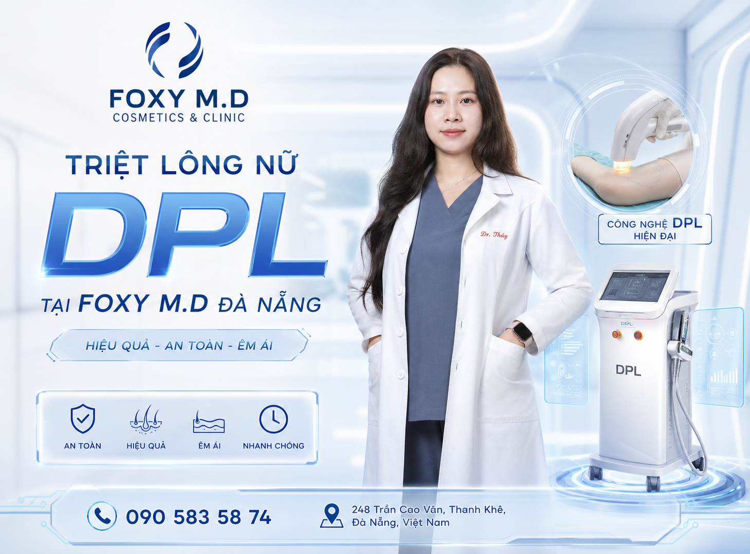 Triệt Lông DPL Nữ Đà Nẵng — Triệt Lông Vĩnh Viễn Công Nghệ DPL An Toàn & Hiệu Quả Tại Foxy M.D Clinic