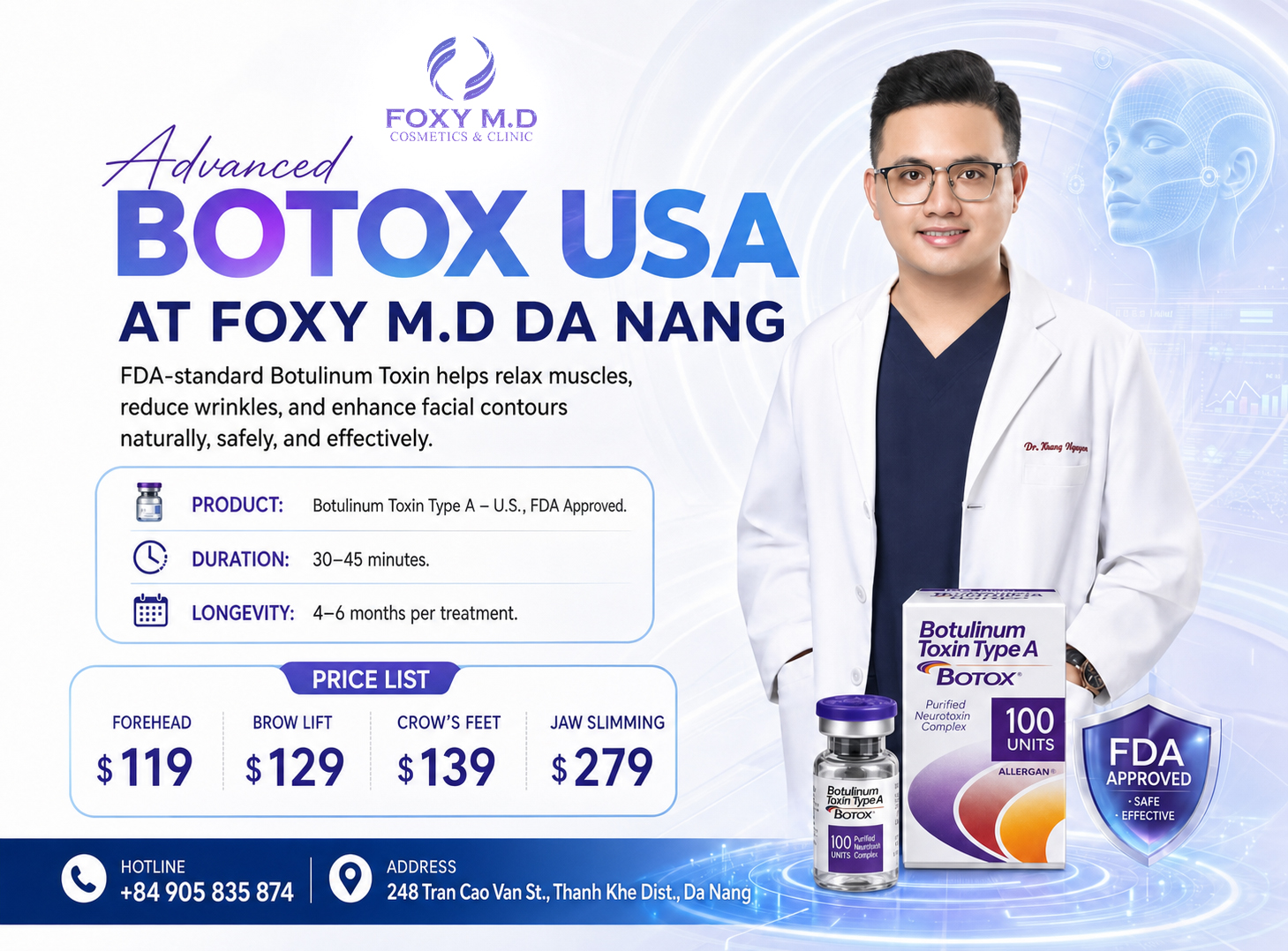 American Botox Allergan Injection in Da Nang – FDA-Approved with 30+ Years of Clinical Proof