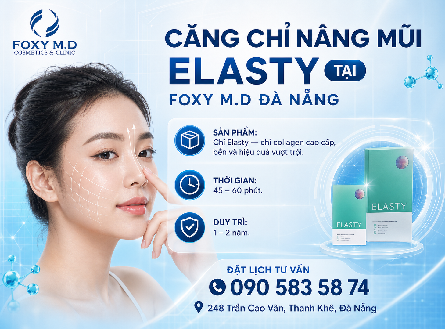 Căng Chỉ Nâng Mũi Elasty Đà Nẵng — Tạo Dáng Mũi Tự Nhiên Bằng Chỉ Collagen Cao Cấp Tại Foxy M.D Clinic