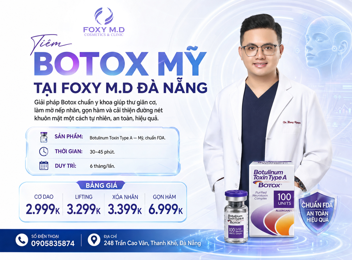 Tiêm Botox Mỹ Allergan Tại Đà Nẵng – Chuẩn FDA Thương Hiệu Hơn 30 Năm